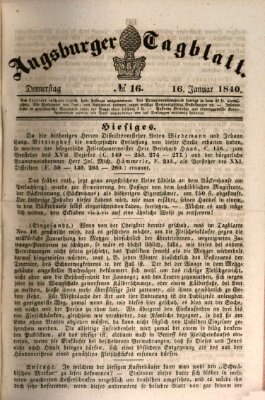 Augsburger Tagblatt Donnerstag 16. Januar 1840