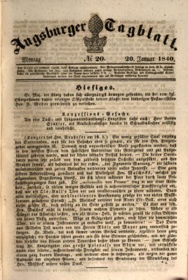 Augsburger Tagblatt Montag 20. Januar 1840