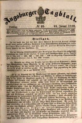 Augsburger Tagblatt Dienstag 21. Januar 1840