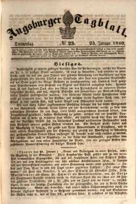 Augsburger Tagblatt Donnerstag 23. Januar 1840