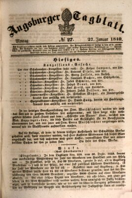 Augsburger Tagblatt Montag 27. Januar 1840