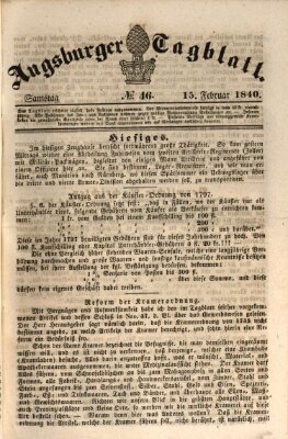 Augsburger Tagblatt Samstag 15. Februar 1840