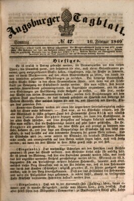 Augsburger Tagblatt Sonntag 16. Februar 1840