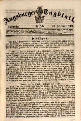 Augsburger Tagblatt Donnerstag 20. Februar 1840