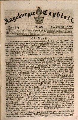 Augsburger Tagblatt Donnerstag 27. Februar 1840