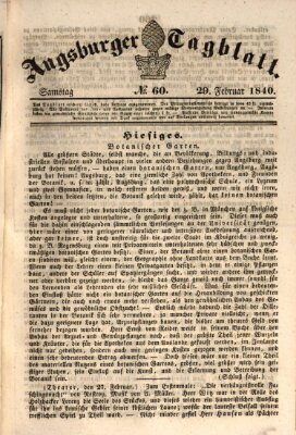 Augsburger Tagblatt Samstag 29. Februar 1840