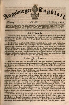 Augsburger Tagblatt Montag 2. März 1840