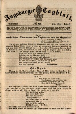 Augsburger Tagblatt Mittwoch 25. März 1840