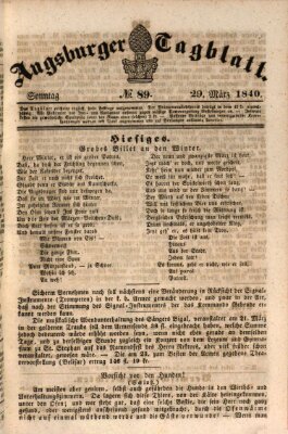 Augsburger Tagblatt Sonntag 29. März 1840