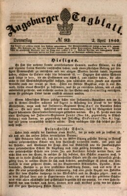 Augsburger Tagblatt Donnerstag 2. April 1840