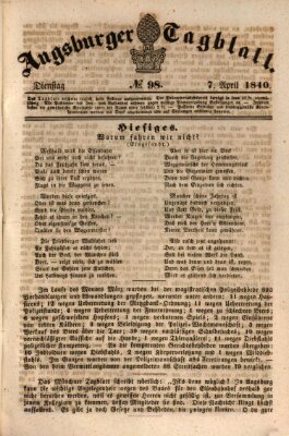 Augsburger Tagblatt Dienstag 7. April 1840