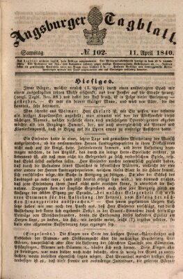 Augsburger Tagblatt Samstag 11. April 1840