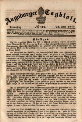 Augsburger Tagblatt Donnerstag 23. April 1840