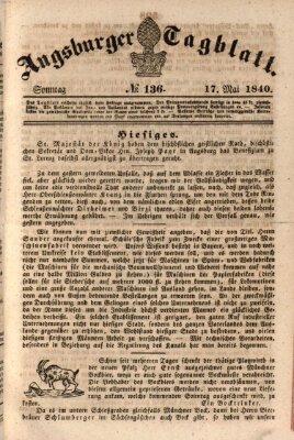 Augsburger Tagblatt Sonntag 17. Mai 1840