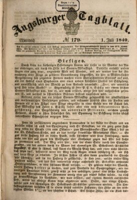 Augsburger Tagblatt Mittwoch 1. Juli 1840