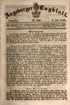 Augsburger Tagblatt Donnerstag 2. Juli 1840