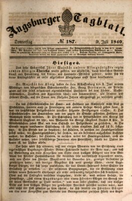 Augsburger Tagblatt Donnerstag 9. Juli 1840