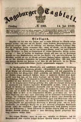 Augsburger Tagblatt Dienstag 14. Juli 1840