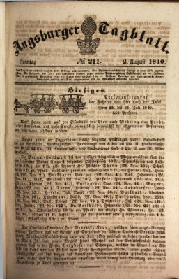 Augsburger Tagblatt Sonntag 2. August 1840