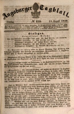 Augsburger Tagblatt Dienstag 11. August 1840