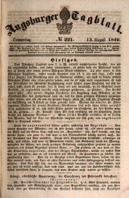 Augsburger Tagblatt Donnerstag 13. August 1840