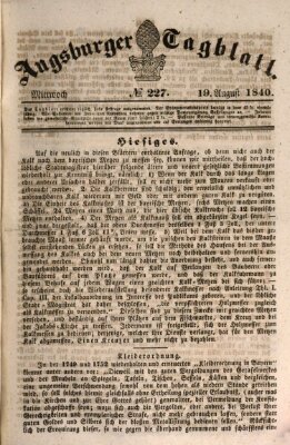 Augsburger Tagblatt Mittwoch 19. August 1840