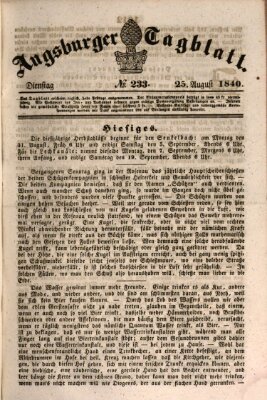 Augsburger Tagblatt Dienstag 25. August 1840