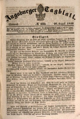 Augsburger Tagblatt Mittwoch 26. August 1840