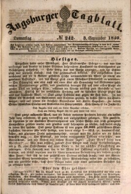 Augsburger Tagblatt Donnerstag 3. September 1840