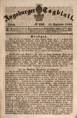 Augsburger Tagblatt Freitag 11. September 1840