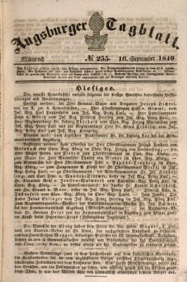 Augsburger Tagblatt Mittwoch 16. September 1840