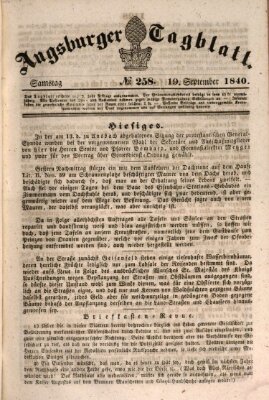 Augsburger Tagblatt Samstag 19. September 1840