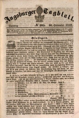 Augsburger Tagblatt Samstag 26. September 1840