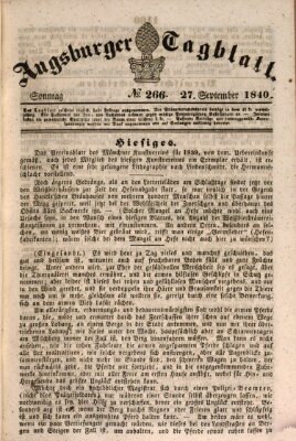 Augsburger Tagblatt Sonntag 27. September 1840