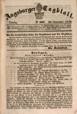 Augsburger Tagblatt Dienstag 29. September 1840