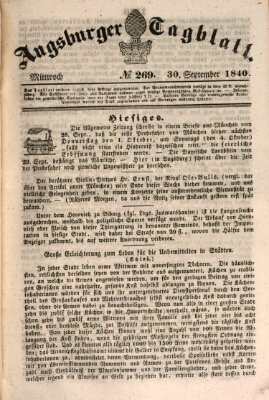 Augsburger Tagblatt Mittwoch 30. September 1840