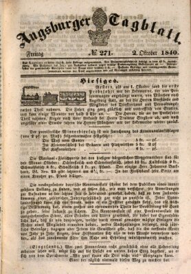 Augsburger Tagblatt Freitag 2. Oktober 1840