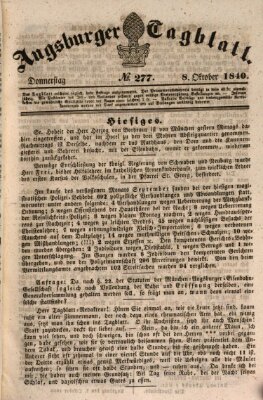 Augsburger Tagblatt Donnerstag 8. Oktober 1840