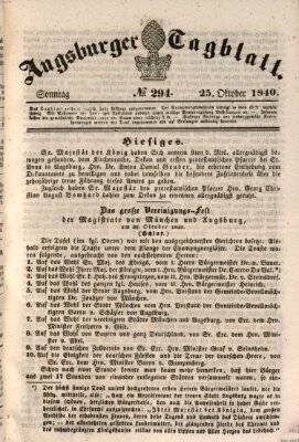 Augsburger Tagblatt Sonntag 25. Oktober 1840