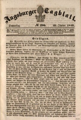 Augsburger Tagblatt Donnerstag 29. Oktober 1840