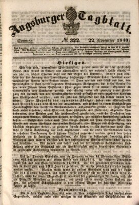 Augsburger Tagblatt Sonntag 22. November 1840