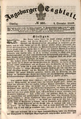 Augsburger Tagblatt Dienstag 1. Dezember 1840