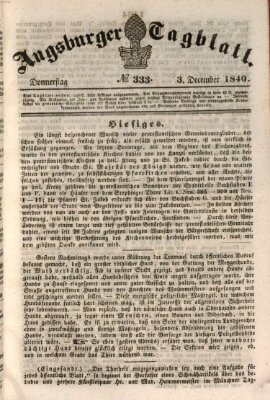 Augsburger Tagblatt Donnerstag 3. Dezember 1840