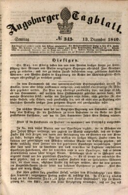 Augsburger Tagblatt Sonntag 13. Dezember 1840