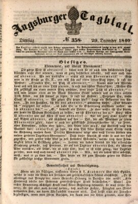 Augsburger Tagblatt Dienstag 29. Dezember 1840