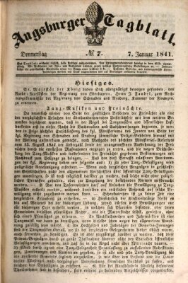 Augsburger Tagblatt Donnerstag 7. Januar 1841