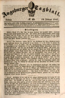 Augsburger Tagblatt Freitag 12. Februar 1841