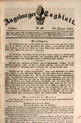 Augsburger Tagblatt Dienstag 16. Februar 1841