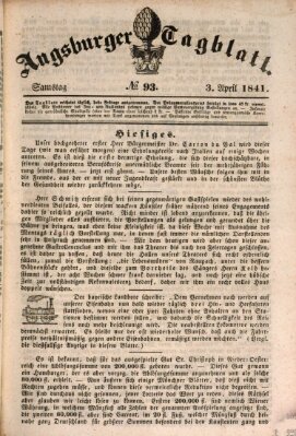 Augsburger Tagblatt Samstag 3. April 1841