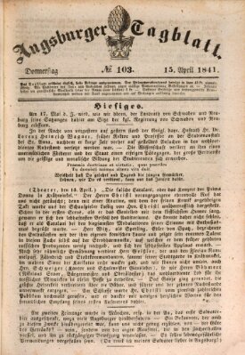 Augsburger Tagblatt Donnerstag 15. April 1841